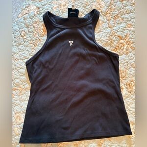 Reformation Nova Black Tank Top with White Bow, XL Slim Fit